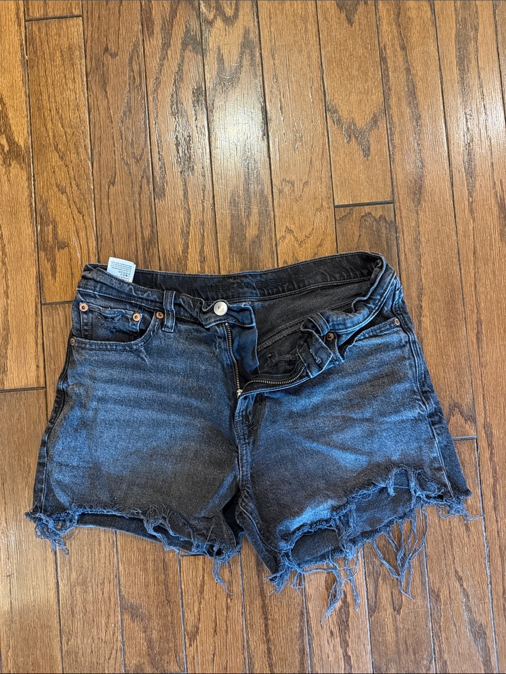 American Eagle Outfitters High-Rise Distressed Black Denim Shorts